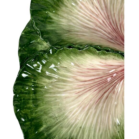 Fitz & Floyd Majolica Green Cabbage Divided Large 12.5" Serving Platter-Chip - Picture 4 of 10